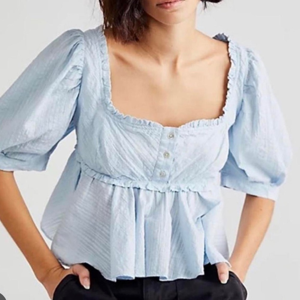 Free People Women's Blue Blouse